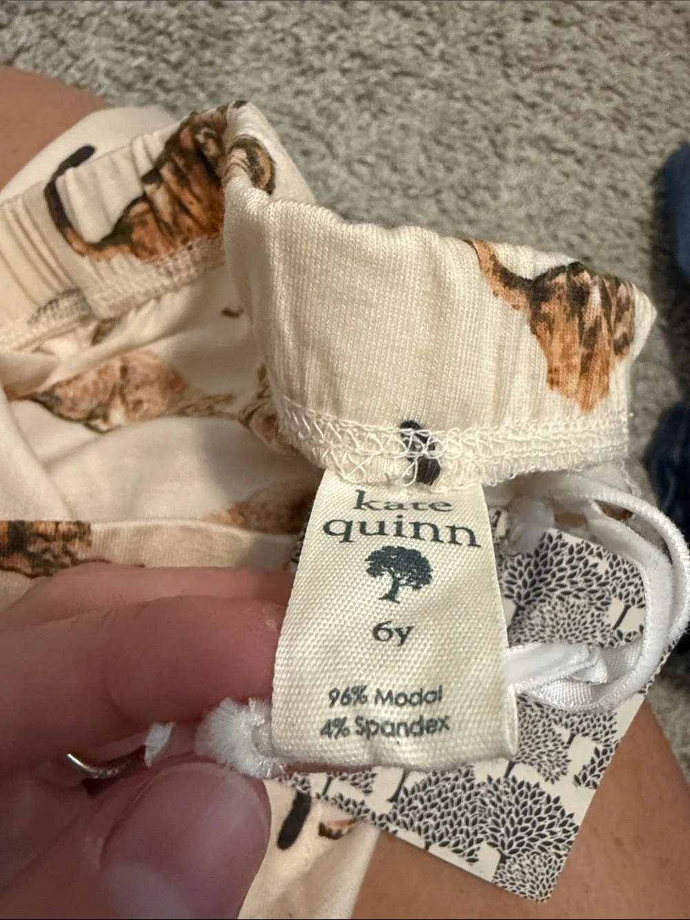 kate quinn Cream Leggings with Brown Tiger Print